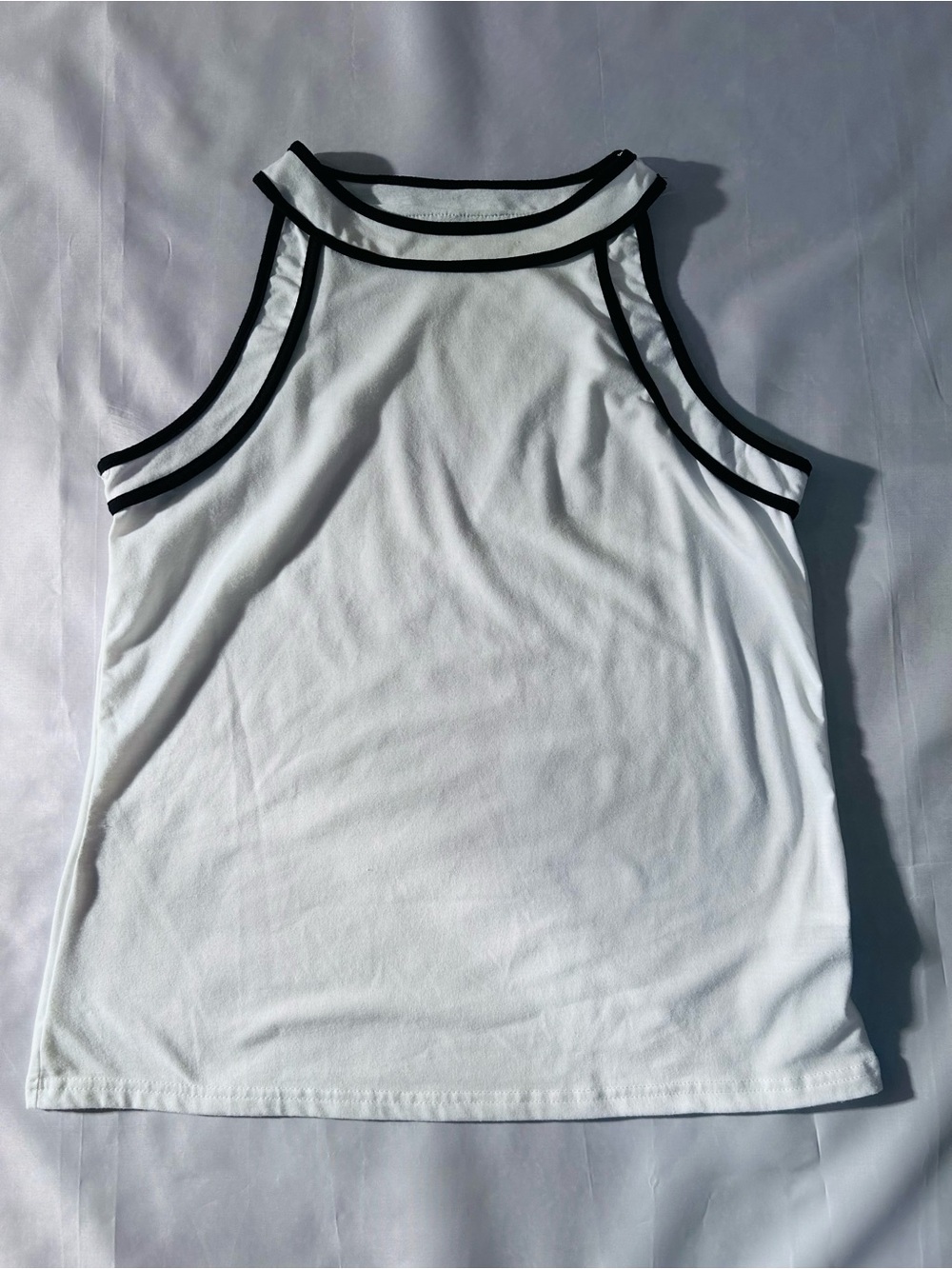 SHEIN White Tank Top with Black Trim